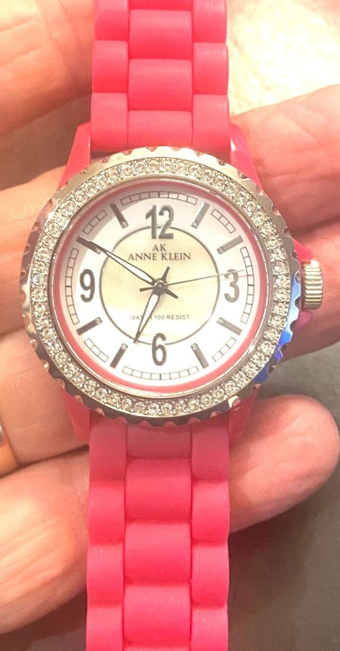 Women;s 36mm Anne Klein Watch, Pink Poly Band, MOP Face